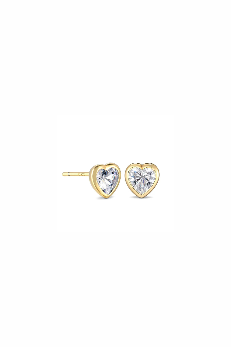 Be My Baby Heart Studs front and side view