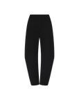 Black cropped pants with a straight, relaxed silhouette, shown flat against a solid white background.