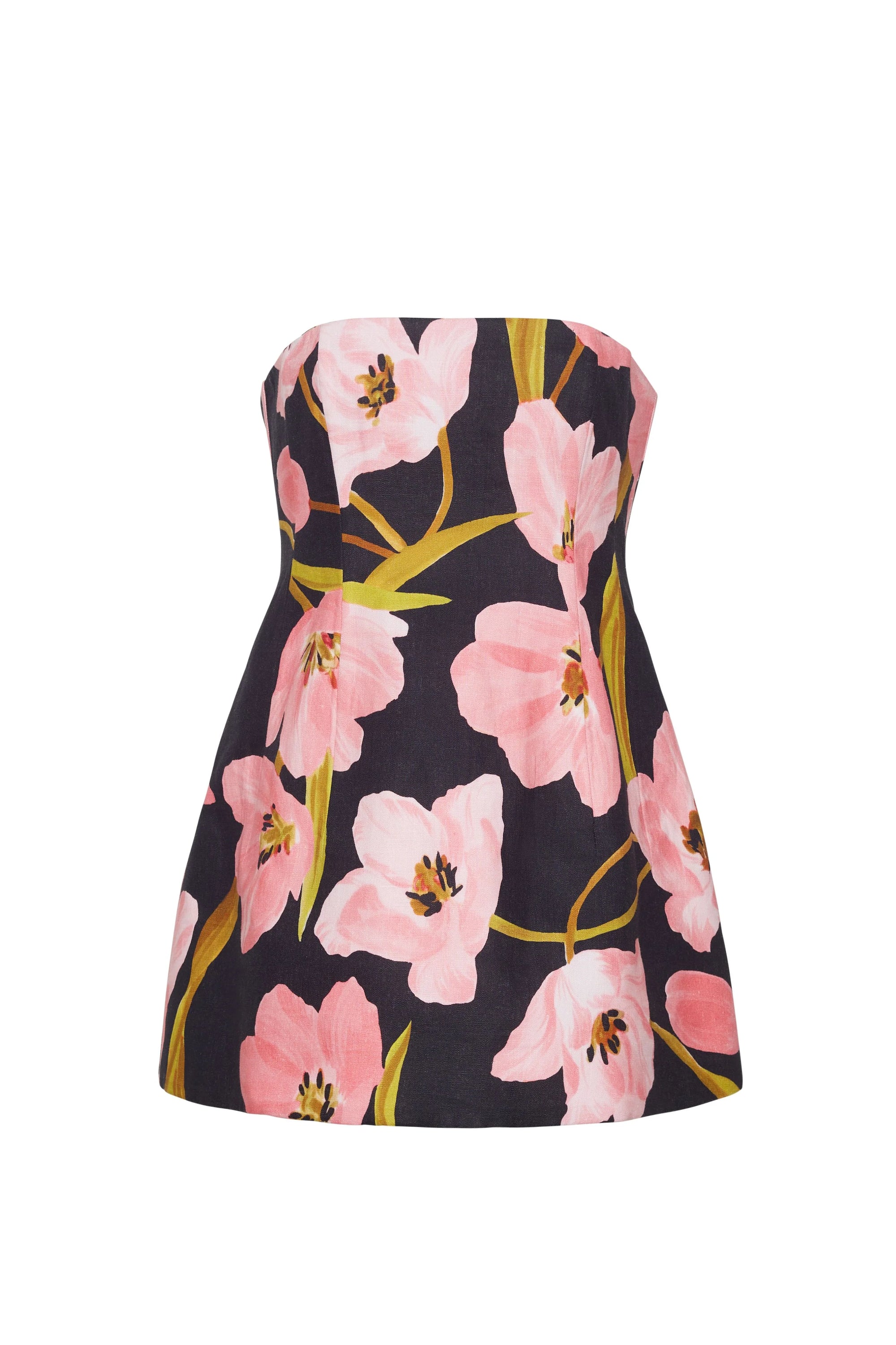 Ines Strapless Mini Dress front view on white background