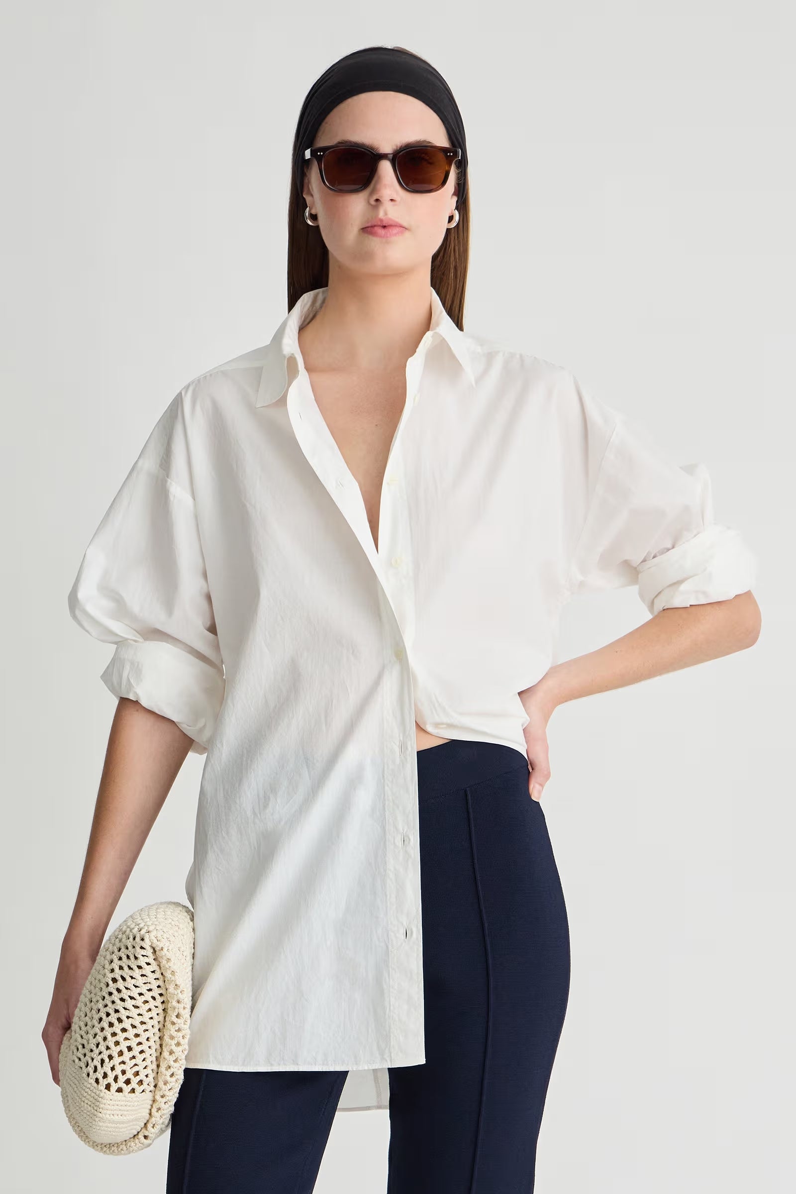 Isolde Button Down front, half pushed behind back