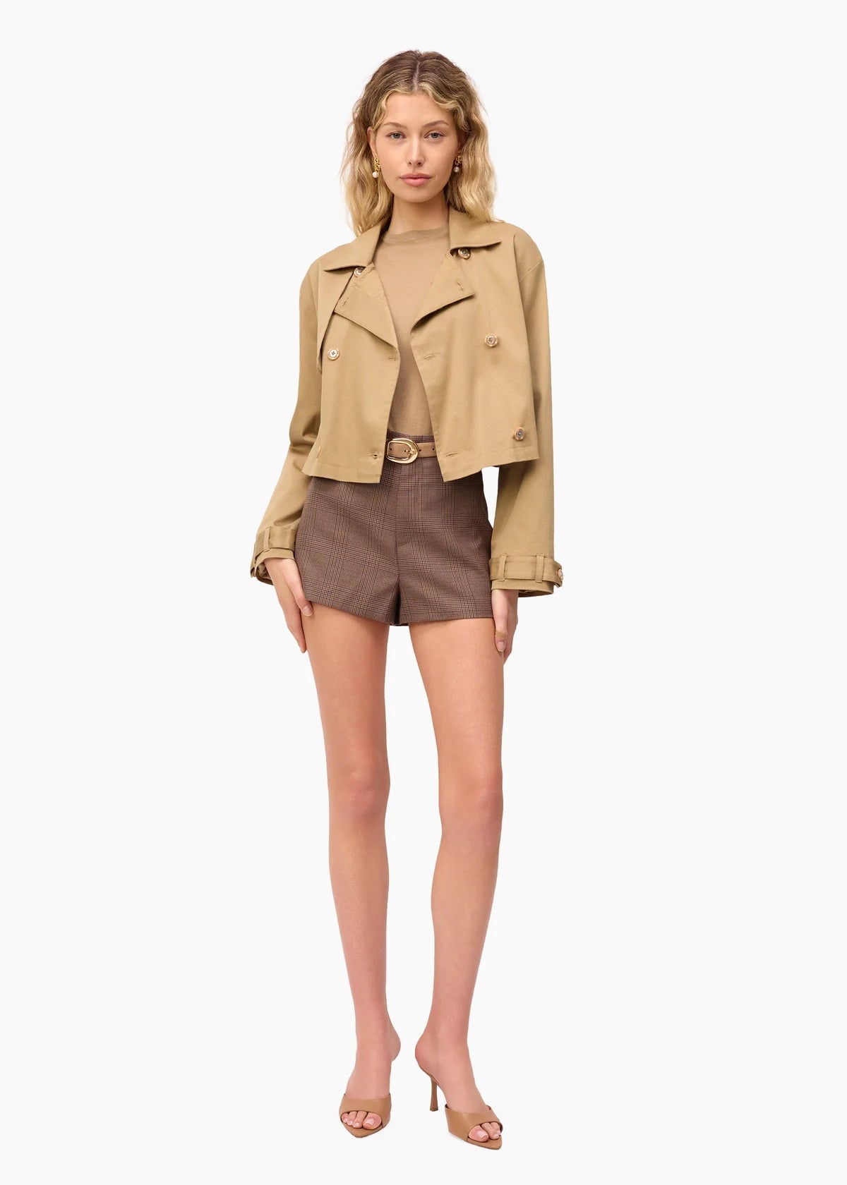 Evans Cropped Trench full body front