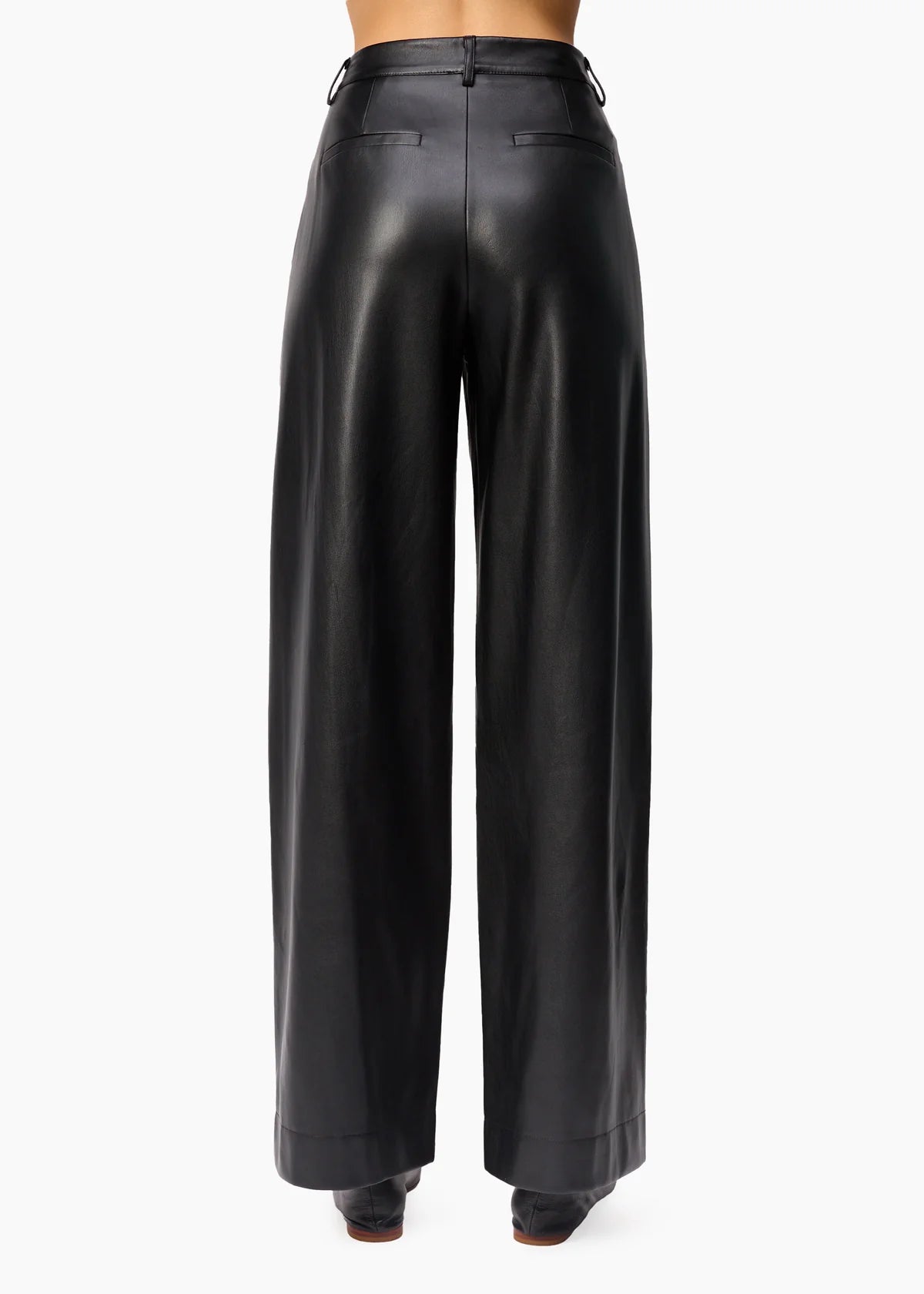 Black leather pants on a white background, back view