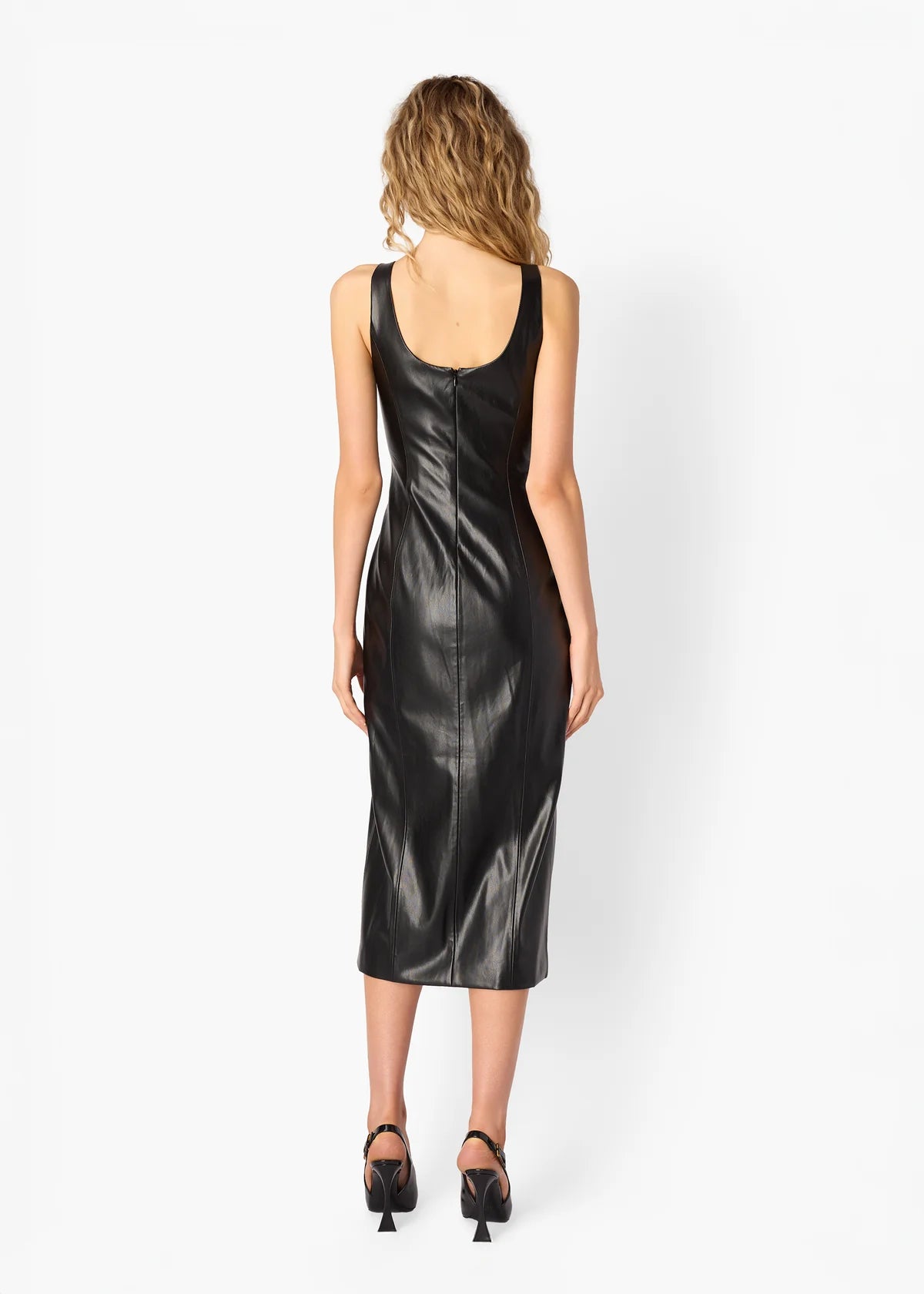 Kirby Vegan Leather Midi Dress back
