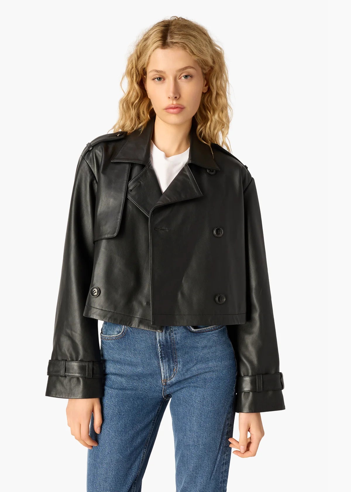 Saskia Genuine Leather Jacket front view, closed