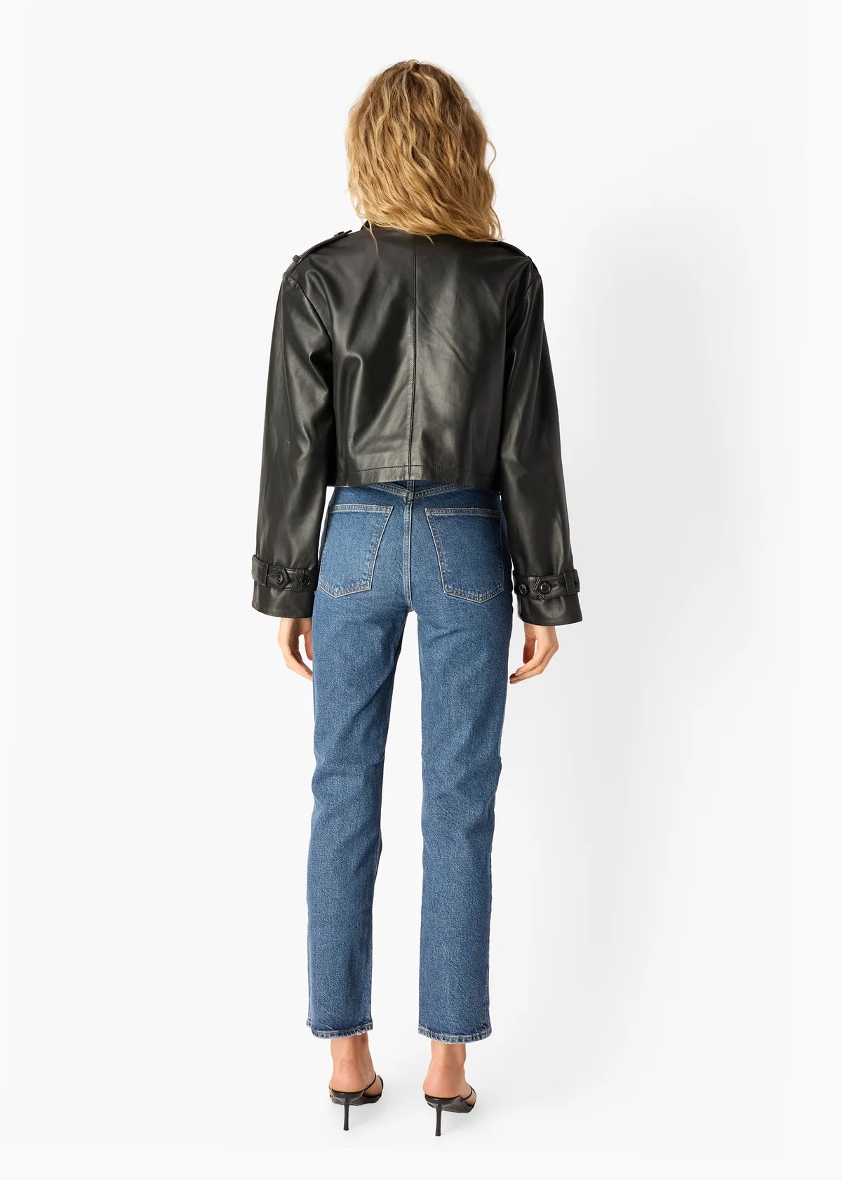 Saskia Genuine Leather Jacket back view
