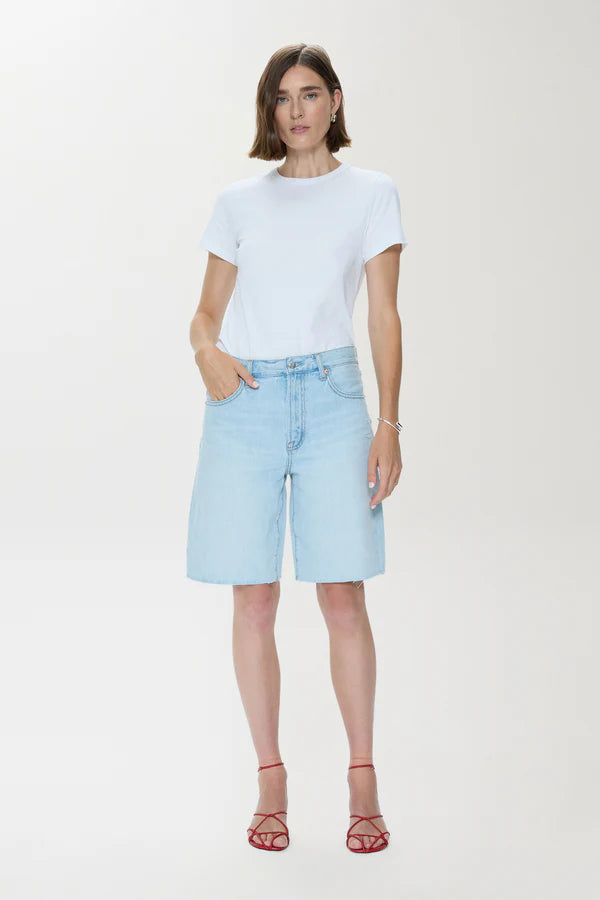 Nolan Relaxed Straight Cut Off front view, hand in pocket