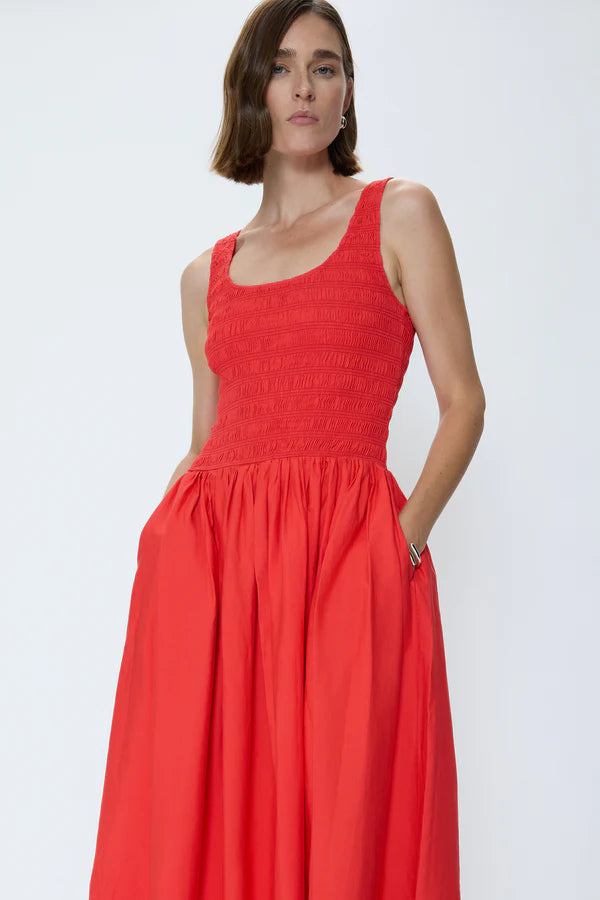 Alessia Mocked Drop Waist Dress close up front/side