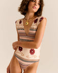 Liset One Piece Multi Chacana Brown close up