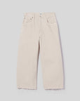 Beige wide-leg jeans on a light gray background