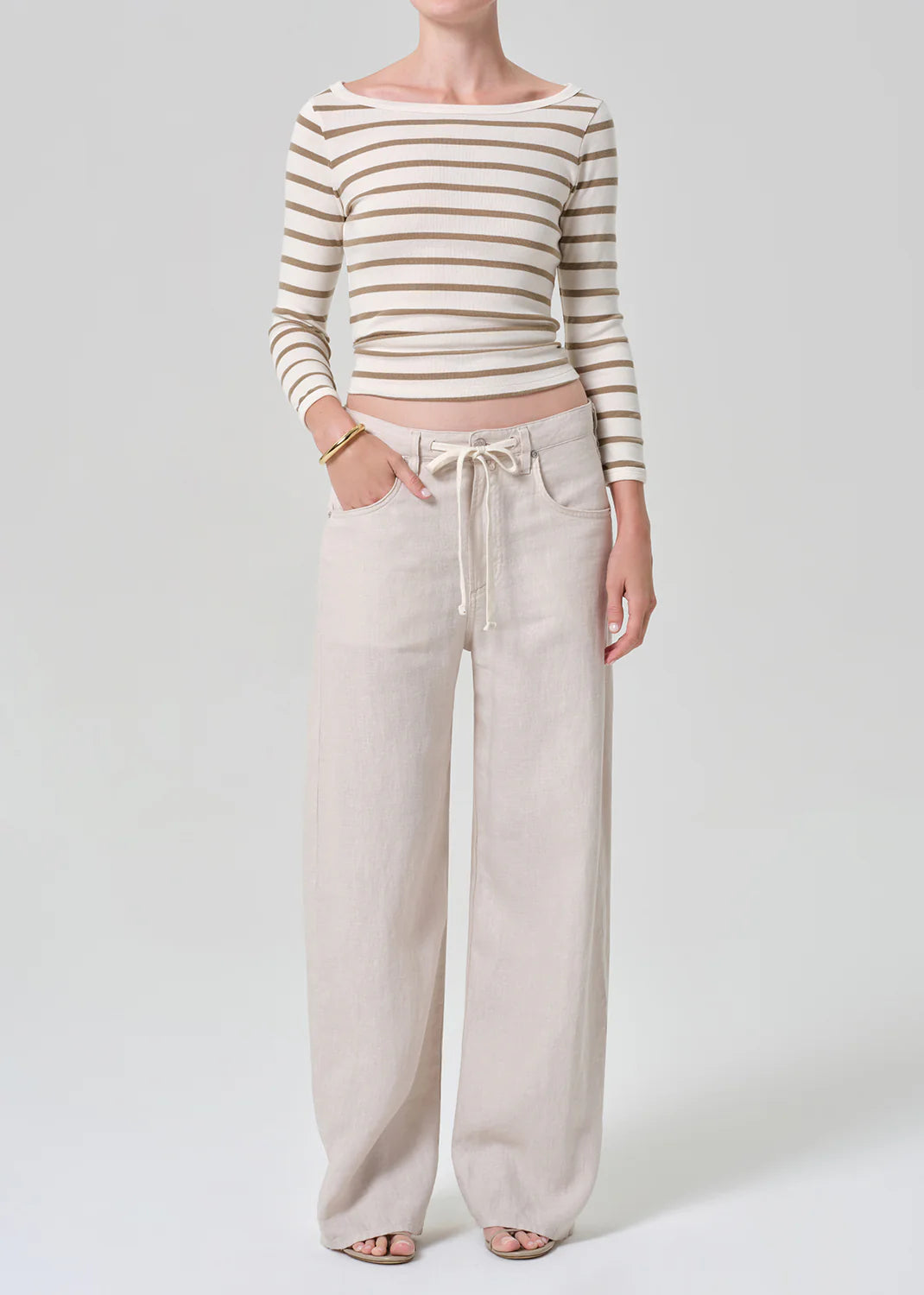 Brynn Drawstring Linen Trouser front