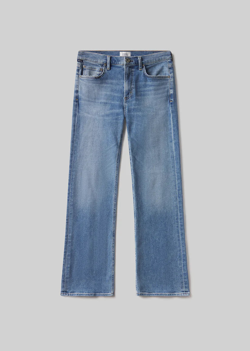 Blue jeans on a gray background