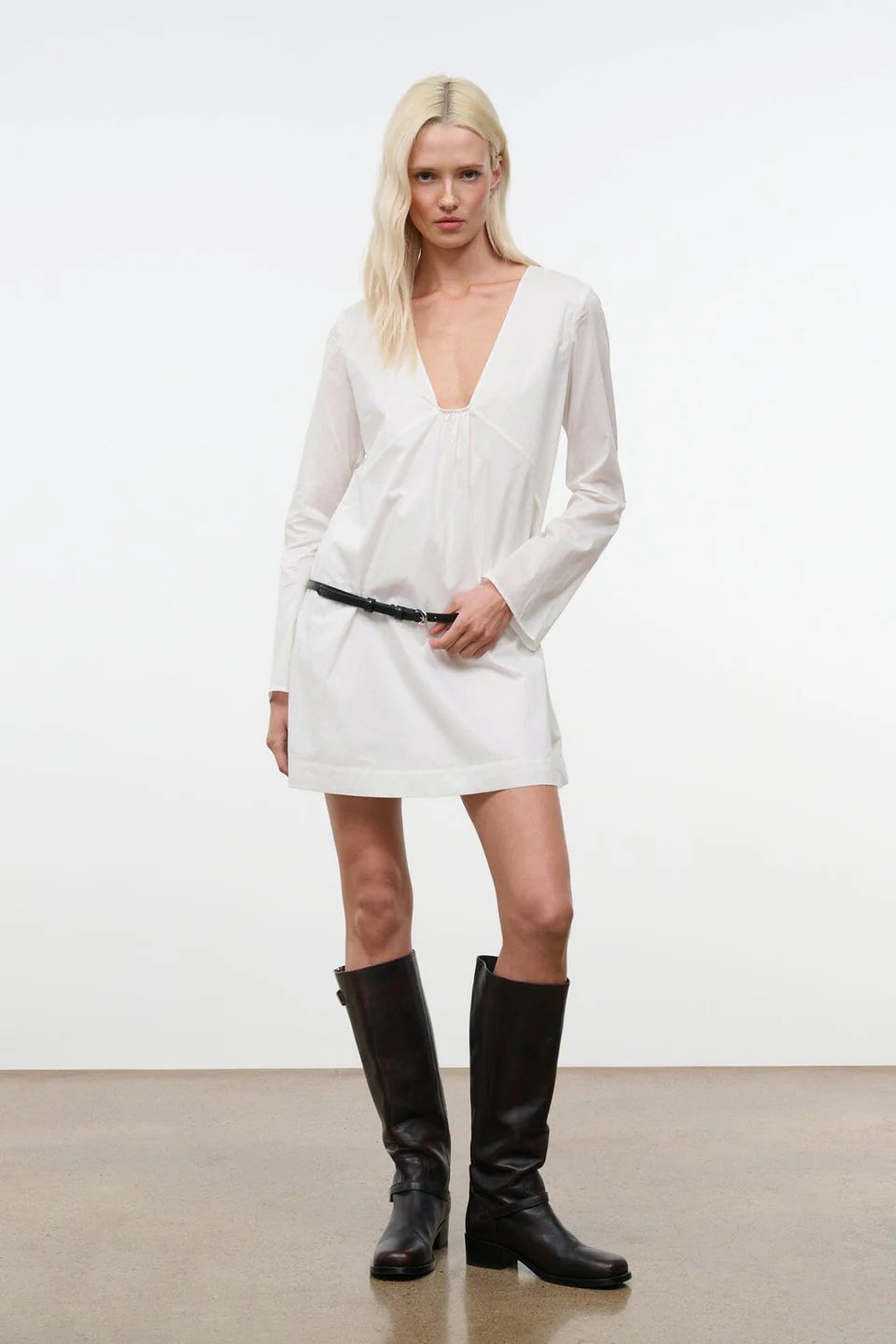 white dress black boots Plus Size Black Frill Georgette Maxi Dress – DESINOOR.COM main image 1