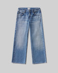 Blue jeans on a gray background