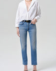 Savannah Cigarette Jean in Alma front view on model