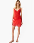 Inez Silk Mini Skirt Goji full body front