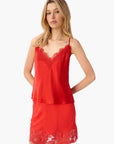 Inez Silk Mini Skirt Goji with matching cami