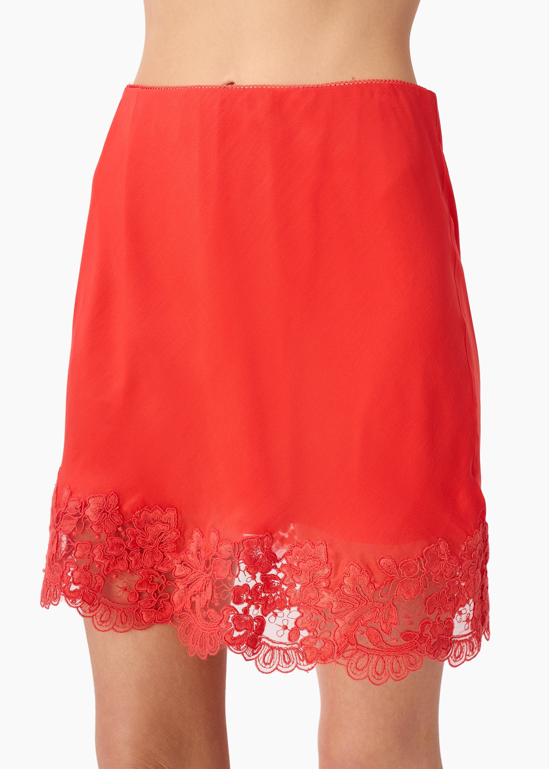 Inez Silk Mini Skirt Goji close up front