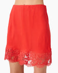 Inez Silk Mini Skirt Goji close up front