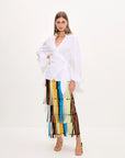 Za Za Knit Fringe Skirt front view on model