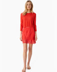 Jaye Cropped Knit Top Goji with matching skirt, full body front