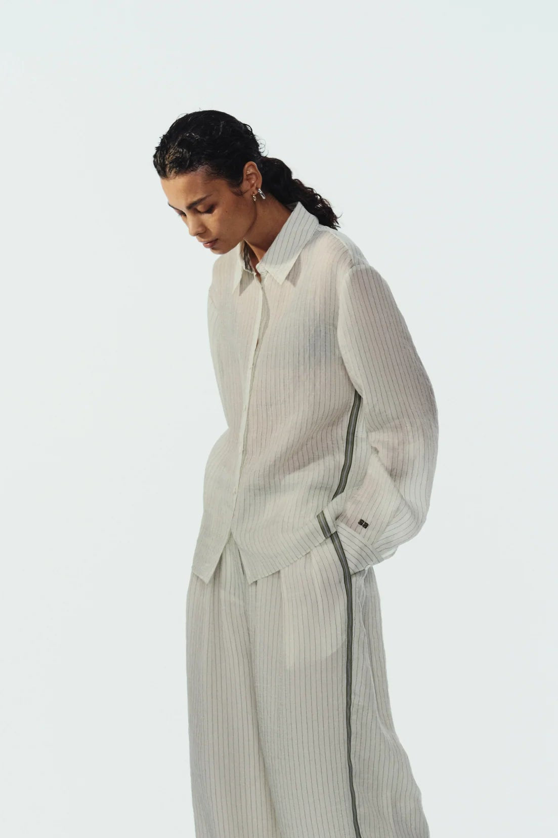 Lanette Pinstripe Blouse front/side