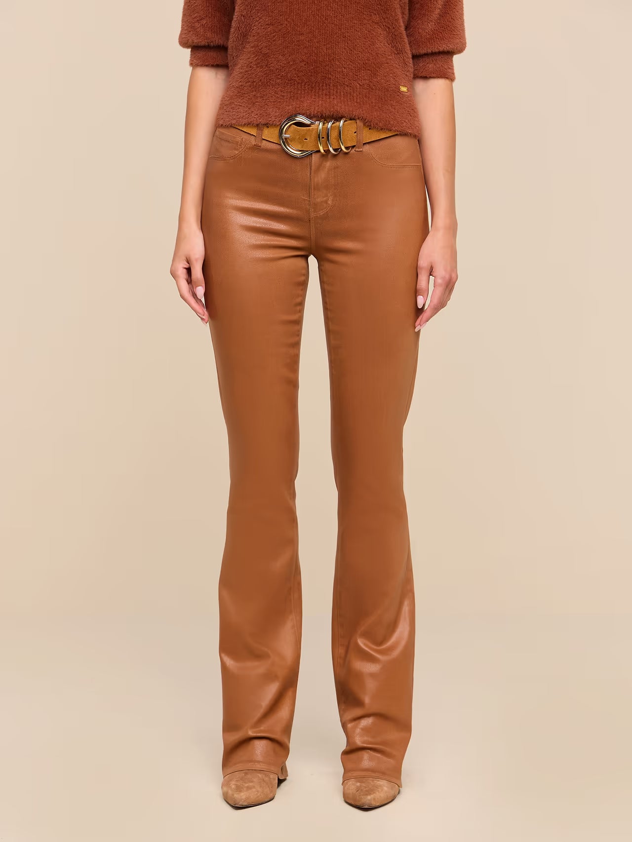 Selma Coated Bootcut Jean Java Coated front