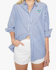The Bestie White and Blue Stripe front