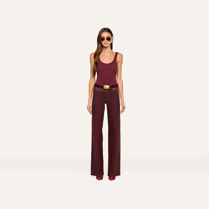 Clayton Coated Jean in Deep Sangria full body front view on model