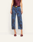 Mallis Jean in Burgundy Romantic Rose bottom half of front view on model