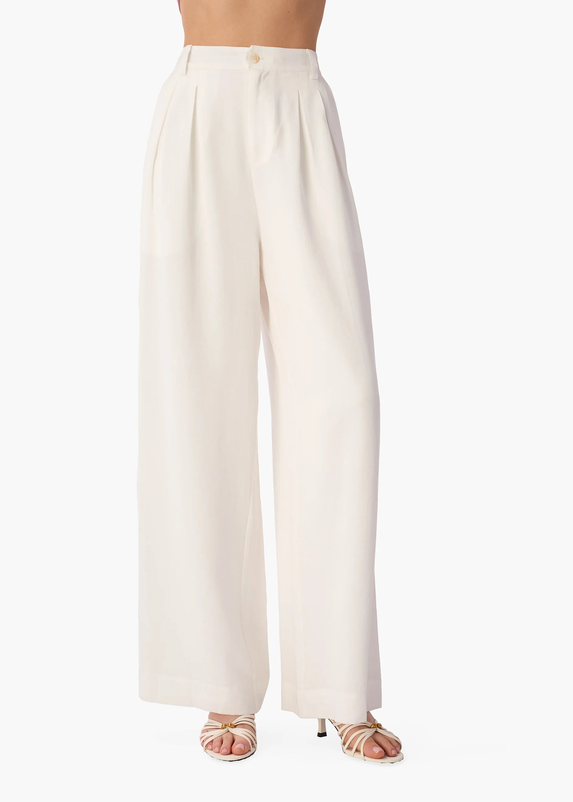 White wide-leg pants on a white background