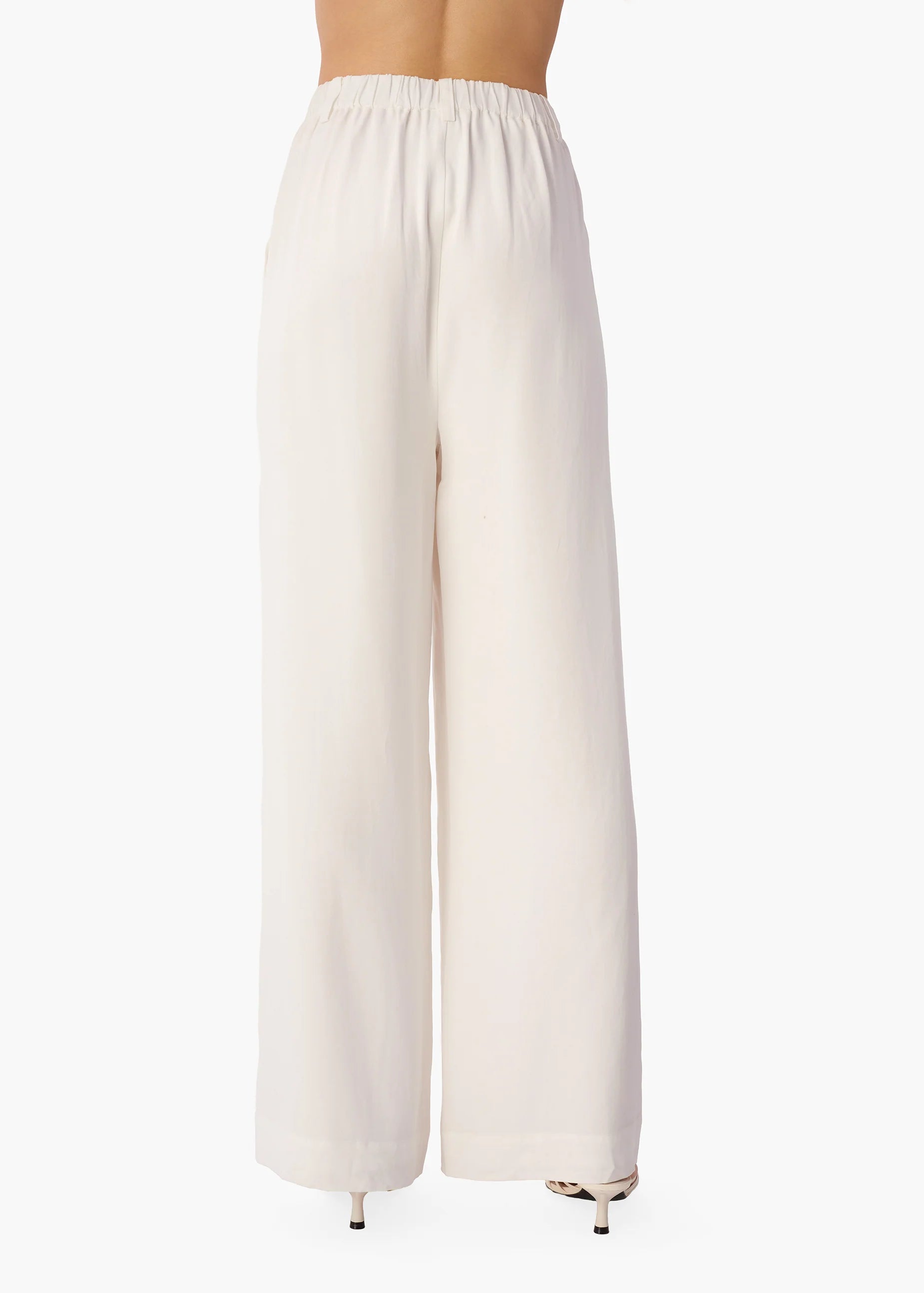 White wide-leg pants on a white background