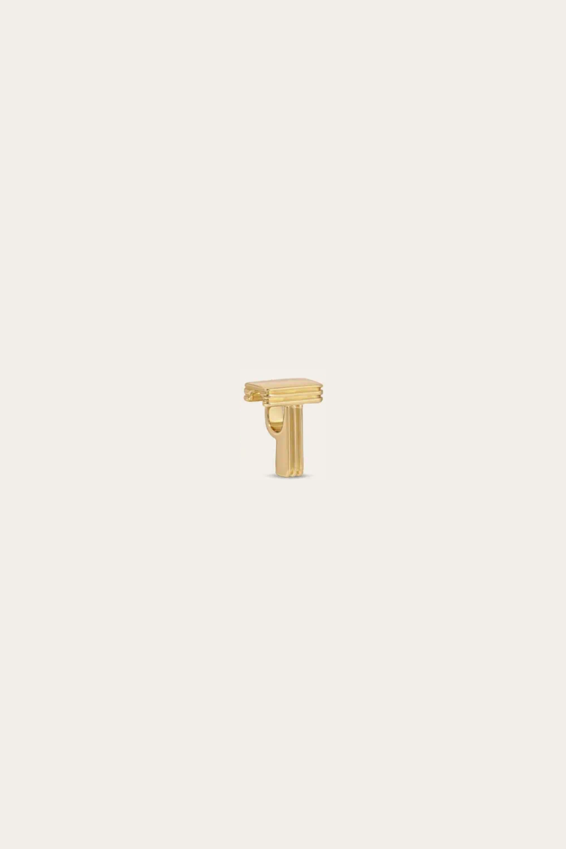 Groovy Initial Mini Bead - Letter T side