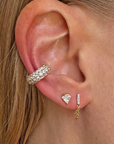 Leona Stud Earrings on ear in second hole