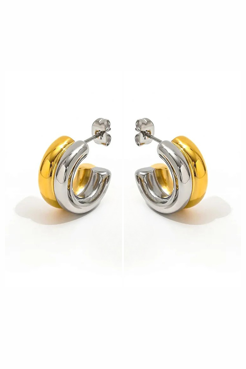 Avery Mixed Metal Hoops close up
