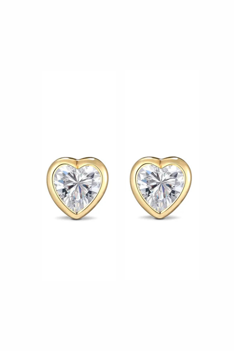 Be My Baby Heart Studs side by side close up