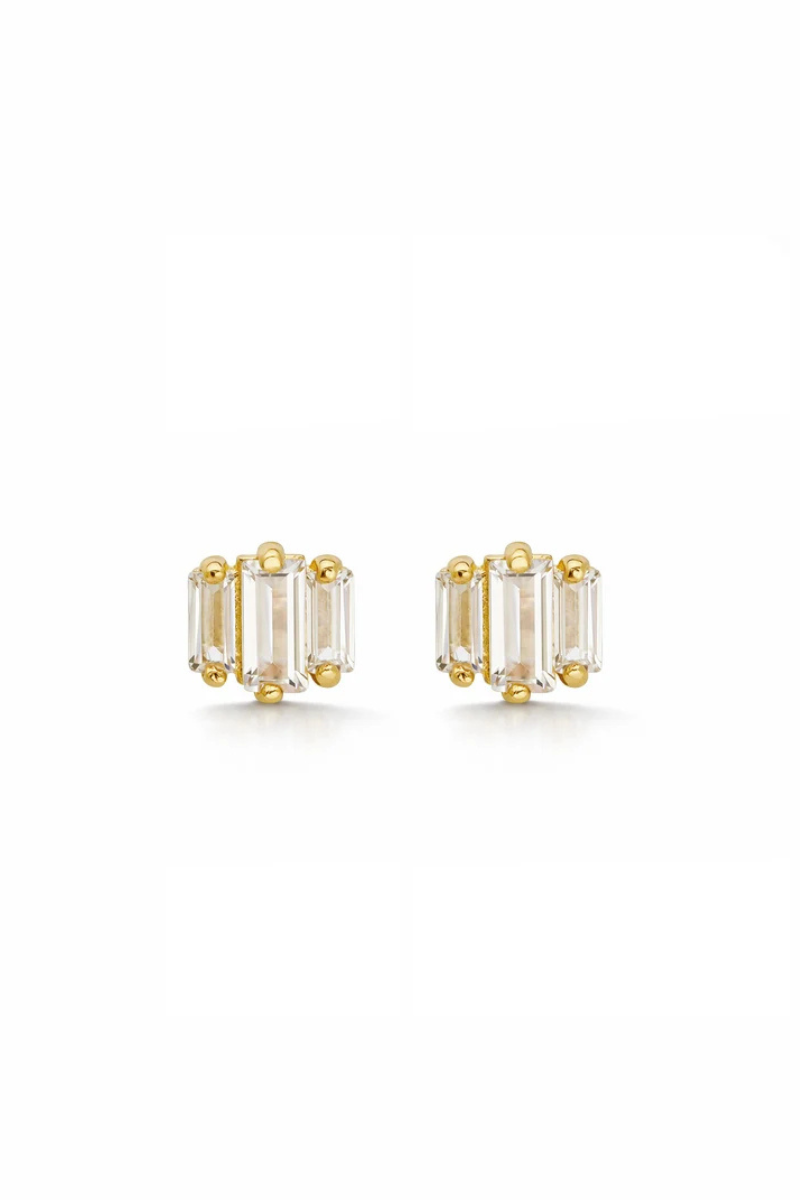 Deco Baguette Trio Studs close up front