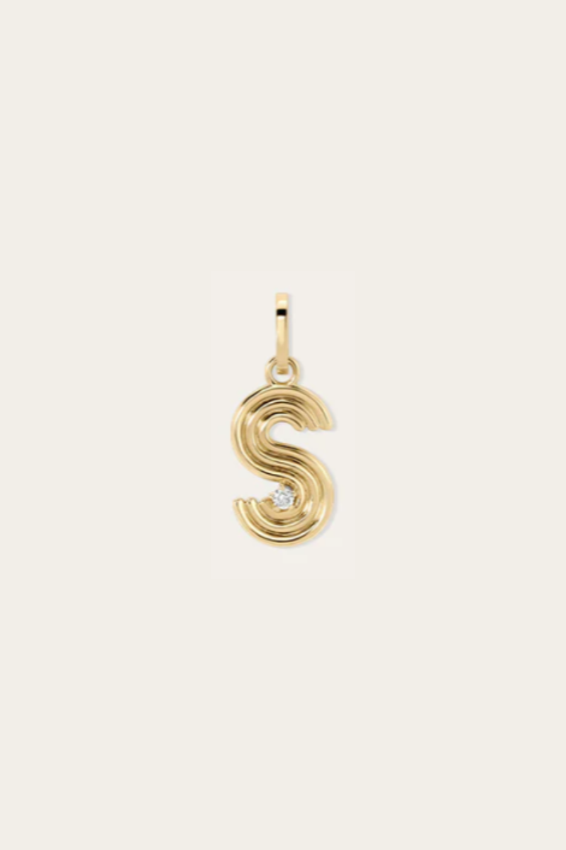 Groovy Diamond Initial Charm S