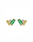 Olivia Green Cluster Stud Earrings side by side close up