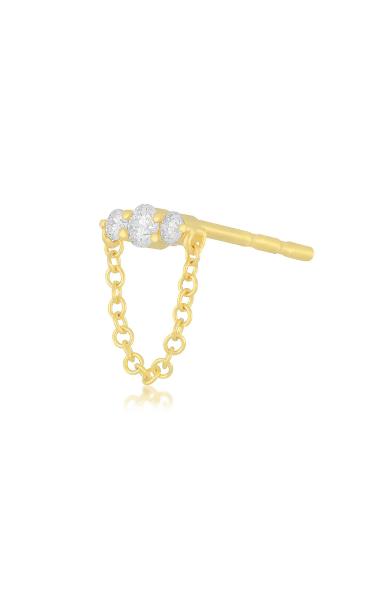 Single Graduated Diamond Bar Chain Stud Earring side