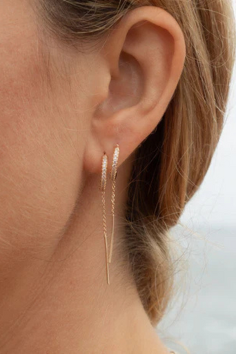 Thatch Lila Pave Threader Earring doubled up