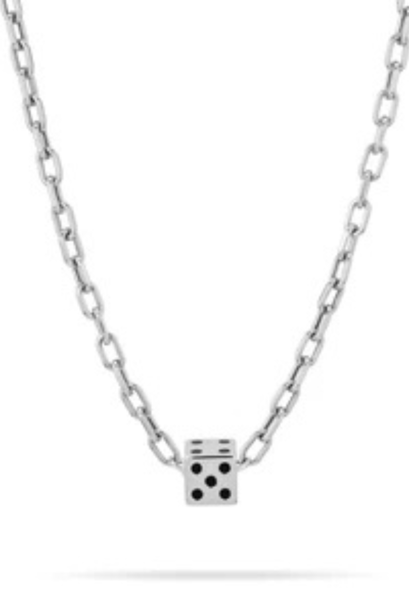 Adina Reyter Silver Enamel Dice Big Bead on Italian link
