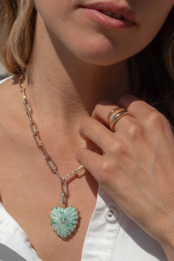 Thatch Malene Green Dot Clip Charm on chain on model