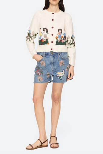 Sea Kara Beaded Denim Short full body