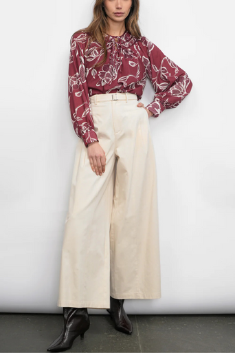 Greylin Hera Wide Leg Palazzo Twill Pant front view