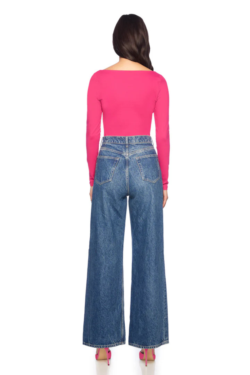 Susana Monaco Long Sleeve Scoop Front Top in Peony back