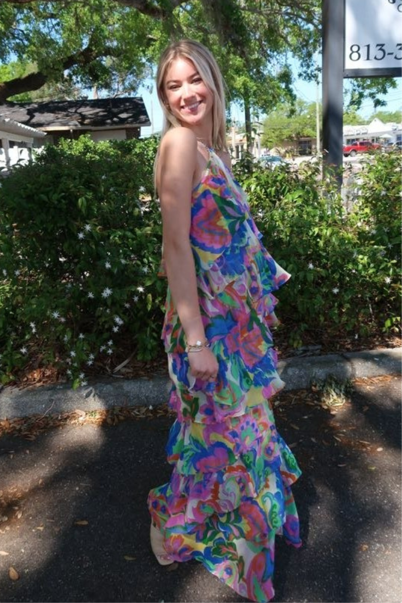 Amanda Uprichard Poise Halter Maxi Dress side