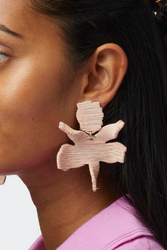 Lele Sadoughi Raffia Paper Lily Earring on ear