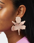 Lele Sadoughi Raffia Paper Lily Earring on ear