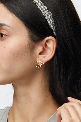 Lele Sadoughi Sun Crystal Stud Earring on ear