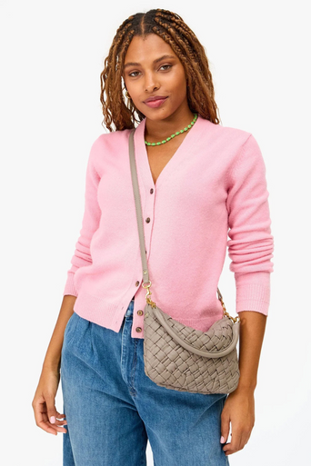 Clare V Petit Moyen Puffy Woven Dove as crossbody